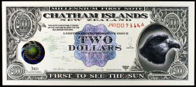 1999. Nueva Zelanda. Islas Chatán. Chatan Islands Note Corporation. 2 dólares. Milenio. S/C.
