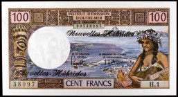 s/d (1975). Nuevas Hébridas. Institut d'Emission d'Outre-Mer. 100 francos. (Pick 18c). S/C.