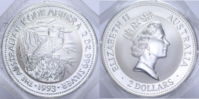 AUSTRALIA 2 DOLLARI 1993 KOOKABURRA AG. 62,2 GR. PROOF