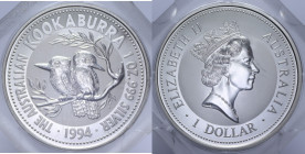 AUSTRALIA 1 DOLLARO 1994 KOOKABURRA AG. 31,1 GR. PROOF
