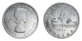 CANADA ELISABETTA II 1 DOLLARO 1959 AG. 23,43 GR. SPL-FDC (SEGNETTI)