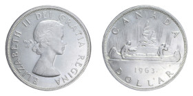 CANADA ELISABETTA II 1 DOLLARO 1963 AG. 23,33 GR. SPL-FDC (SEGNETTI)