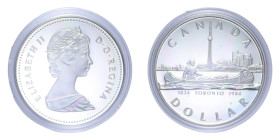 CANADA ELISABETTA II 1 DOLLARO 1984 TORONTO AG. 23,33 GR. PROOF IN COFANETTO