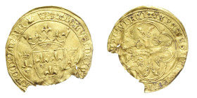 FRANCIA CARLO VII (1422-1461) ECU D'OR AU. 3,12 GR. qBB (PARTE DEL TONDELLO MANCANTE)