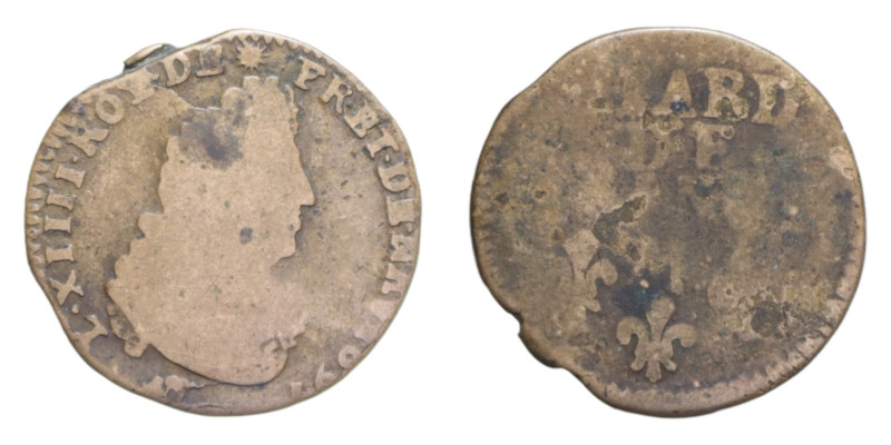 FRANCIA LUIGI XIV LIARD 1697 SIGLA M CU. 3,54 GR. MB