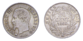 FRANCIA NAPOLEONE III 20 CENT. 1860 AG. 1 GR. qFDC