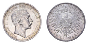 GERMANIA PRUSSIA WILHELM II 2 MARK 1912 A AG. 11,11 GR. SPL/SPL+