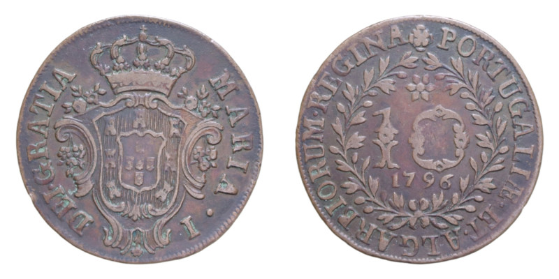 PORTOGALLO MARIA I 10 REIS 1796 CU. 6,19 GR. BB-SPL