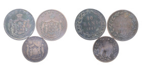 ROMANIA CAROL I 10 + 5 BANI 1867 CU. LOTTO 3 MONETE VARIE CONSERVAZIONI