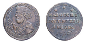 ANCONA PIO VI (1775-1799) BAIOCCHI DUE E MEZZO 1796 SAMPIETRINO CU. 18,55 GR. BB+
