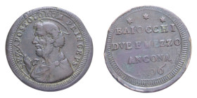 ANCONA PIO VI (1775-1799) BAIOCCHI DUE E MEZZO 1796 SAMPIETRINO CU. 14,33 GR. BB+