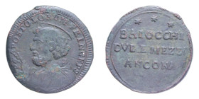 ANCONA PIO VI (1775-1799) BAIOCCHI DUE E MEZZO 1796 SAMPIETRINO CU. 18,28 GR. BB+