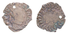 CASTIGLIONE DELLE STIVIERE FERDINANDO II GONZAGA (1680-1707) SESINO R CU. 0,91 GR. MB (FORO+CARTELLINO D'EPOCA)