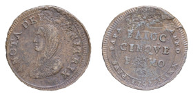 FERMO PIO VI (1775-1799) 5 BAIOCCHI 1797 MADONNINA CU. 17,22 GR. BB