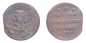 FERMO PIO VI (1775-1799) BAIOCCHI DUE E MEZZO 1796 SAMPIETRINO CU. 11,82 GR. qBB