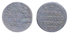 FERMO PIO VI (1775-1799) MEZZO BAIOCCO 1798 CU. 4,40 GR. BB+