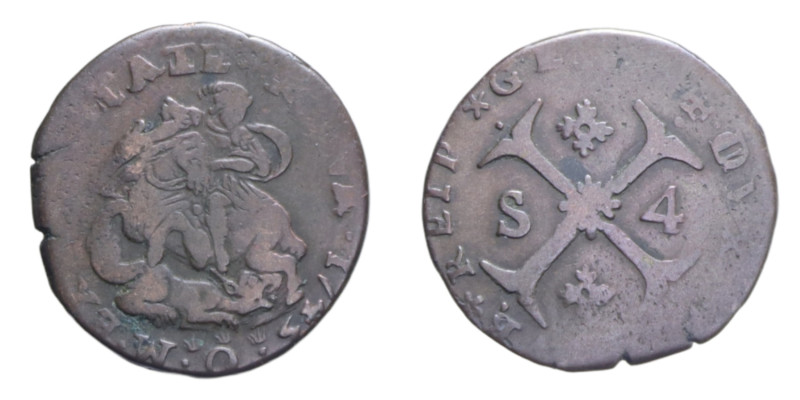 GENOVA DOGI BIENNALI 4 SOLDI 1743 MI. 3,44 GR. qBB