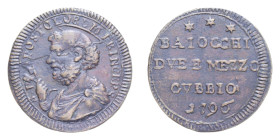 GUBBIO PIO VI (1775-1799) BAIOCCHI DUE E MEZZO 1796 SAMPIETRINO CU. 9,51 GR. BB+
