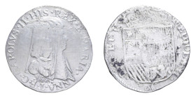 MILANO CARLO II REGGENZA MADRE (1665-1674) QUARTO DI FILIPPO 1666 RRR AG. 6,64 GR. MIR. 382 MB-BB (TRACCE DI PULIZIA)