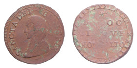 MONTALTO PIO VI (1775-1799) 5 BAIOCCHI 1797 MADONNINA R CU. 13,04 GR. MB-BB