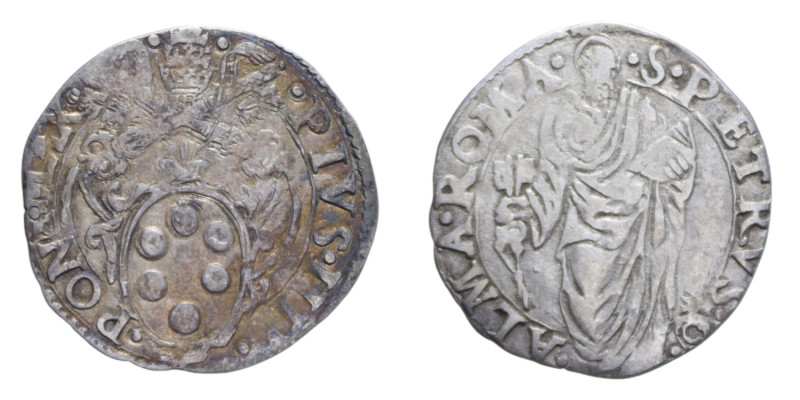 ROMA PIO IV (1559-1565) GIULIO AG. 2,76 GR. BB+