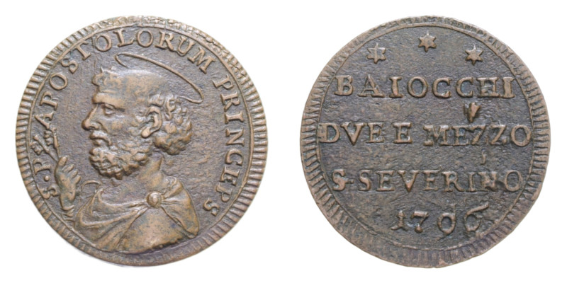 SAN SEVERINO PIO VI (1775-1799) BAIOCCHI DUE E MEZZO 1796 SAMPIETRINO CU. 16,68 ...