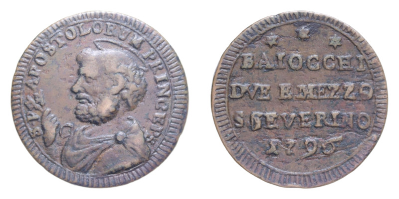 SAN SEVERINO PIO VI (1775-1799) BAIOCCHI DUE E MEZZO 1796 SAMPIETRINO CU. 15,49 ...