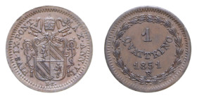 STATO PONTIFICIO PIO IX (1846-1870) 1 QUATTRINO 1851 ROMA CU. 2 GR. SPL-FDC