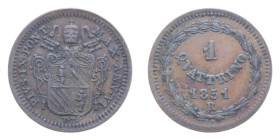 STATO PONTIFICIO PIO IX (1846-1870) 1 QUATTRINO 1851 ROMA CU. 1,77 GR. BB+