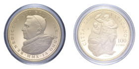 BENEDETTO XVI (2005-2013) 100 EURO 2010 CAPPELLA SISTINA AU. 30 GR. 1100 ESEMPLARI IN COFANETTO E SCATOLA PROOF