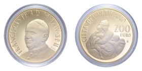 FRANCESCO (2013-OGGI) 200 EURO 2014 LA CARITA' AU. 40 GR. 499 ESEMPLARI IN COFANETTO E SCATOLA PROOF