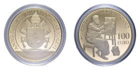 FRANCESCO (2013-OGGI) 100 EURO 2016 GLI EVANGELISTI SAN LUCA AU. 30 GR. 799 ESEMPLARI IN COFANETTO E SCATOLA PROOF
