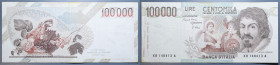 REPUBBLICA ITALIANA 100000 LIRE 1985 CARAVAGGIO 1° TIPO SERIE SOSTITUTIVA XB-A RR BB-SPL (MACCHIE)