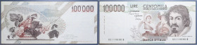 REPUBBLICA ITALIANA 100000 LIRE 1986 CARAVAGGIO 1° TIPO SERIE SOSTITUTIVA XC-B RRR BB+