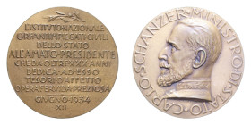 MEDAGLIA 1934 CARLO SCHANZER MINISTRO DI STATO R AE. 45,06 GR. 50 MM. SPL