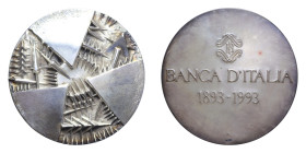 MEDAGLIA BANCA D'ITALIA 1893-1993 CENTENARIO AG. 148,26 GR. 58,2 MM. FDC IN COFANETTO