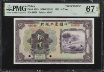 (t) CHINA--REPUBLIC. The Agricultural & Industrial Bank of China. 10 Yuan, 1932. P-A111s. Specimen. PMG Superb Gem Uncirculated 67 EPQ.
(S/M#C287-42)...