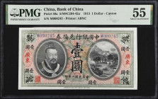 (t) CHINA--REPUBLIC. Bank of China. 1 Dollar, 1913. P-30a. PMG About Uncirculated 55.
(S/M#C294-42a). Printed by ABNC. Canton. Out of 26 notes graded...