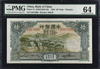 CHINA--REPUBLIC. Bank of China. 10 Yuan, 1934. P-73. PMG Choice Uncirculated 64.
(S/M#C294-194). Printed by TDLR. Tientsin.
Estimate: $500.00- $1000...