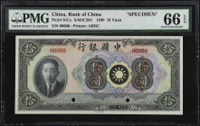 (t) CHINA--REPUBLIC. Lot of (3). Bank of China. 1, 5 & 10 Yuan, 1939. P-81As, 81Bs & 81Cs. Specimens. PMG Gem Uncirculated 65 EPQ to Superb Gem Uncirc...