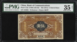 CHINA--REPUBLIC. Bank of Communications. 5 Choh (Chiao), ND (1914). P-115d. PMG Choice Very Fine 35 Net. Tape.
(S/M#C126-54d). Printed by BEPP. Weiha...
