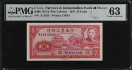 (t) CHINA--MISCELLANEOUS. The Farmers & Industrialists Bank of Honan. 50 Cents, 1937. P-Unlisted. PMG Choice Uncirculated 63.
(S/M#H57-22). This note...