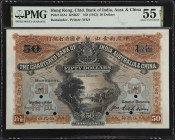 (t) HONG KONG. Chtd. Bank of India, Aust. & China. 50 Dollars, ND (1912). P-43Ar. Remainder. PMG About Uncirculated 55 Net. Punch Hole Cancelled, Rest...