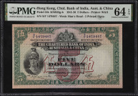 (t) HONG KONG. The Chartered Bank of India, Australia & China. 5 Dollars, 1941-56. P-54b. PMG Choice Uncirculated 64 EPQ.
Printed by W&S. Watermark o...