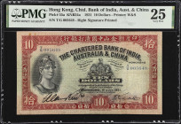 (t) HONG KONG. The Chartered Bank of India, Australia & China. 10 Dollars, 1931. P-55a. PMG Very Fine 25.
Printed by W&S. Right signature printed. Da...