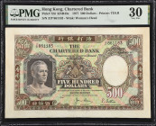 HONG KONG. Chartered Bank. 500 Dollars, 1977. P-72d. PMG Very Fine 30.
Printed by TDLR. Attractive inks and broad margins. PMG comments "Toning".
Es...