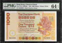 (t) HONG KONG. The Chartered Bank. 1000 Dollars, 1982. P-81b. PMG Choice Uncirculated 64 EPQ.
Printed by TDLR. Watermark of warrior's head. Nearly Ge...