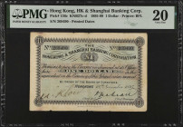 HONG KONG. Hong Kong & Shanghai Banking Corporation. 1 Dollar, 1895-99. P-136c. PMG Very Fine 20.
Early November 18th, 1895 date. 19th century Hong K...