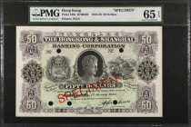 HONG KONG. The Hong Kong & Shanghai Banking Corporation. 50 Dollars, 1921-23. P-168s. Specimen. PMG Gem Uncirculated 65 EPQ.
Dated January 1st, 1923....