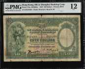 HONG KONG. The Hong Kong & Shanghai Banking Corporation. 50 Dollars, 1927. P-175a. PMG Fine 12.
Printed by BWC. An elusive large format 50 Dollars no...